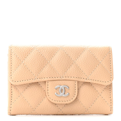 Chanel Caviar Quilted Flap Card Holder Wallet Beige 1 of 8