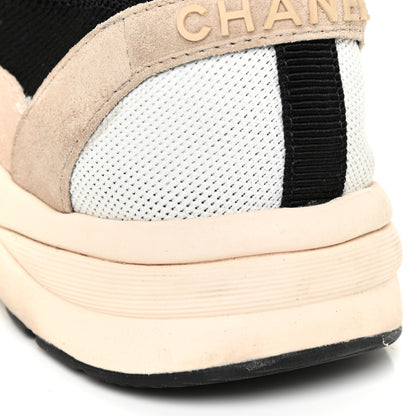 Chanel Mesh Suede Fabric Womens CC Sneakers 38 White Ivory Light Beige 15 of 20