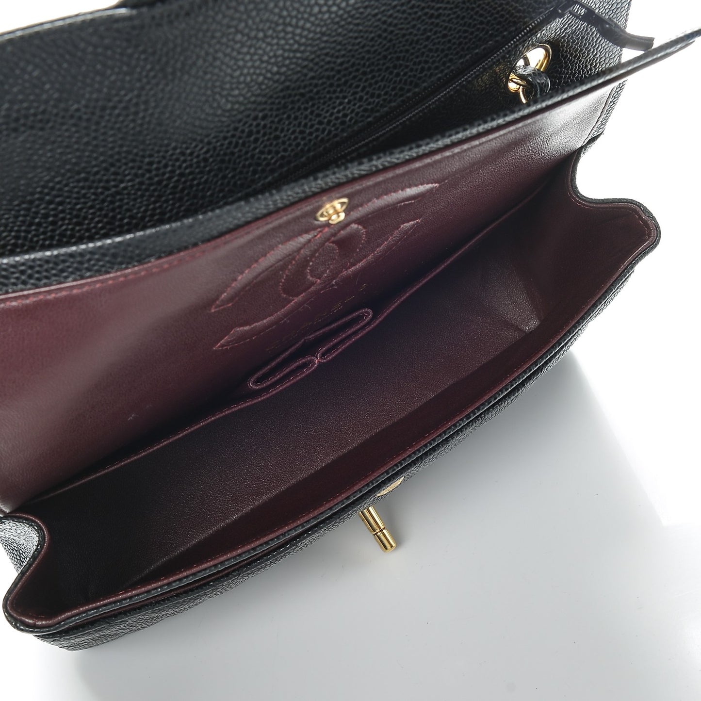 Caviar Quilted Medium Double Flap Black