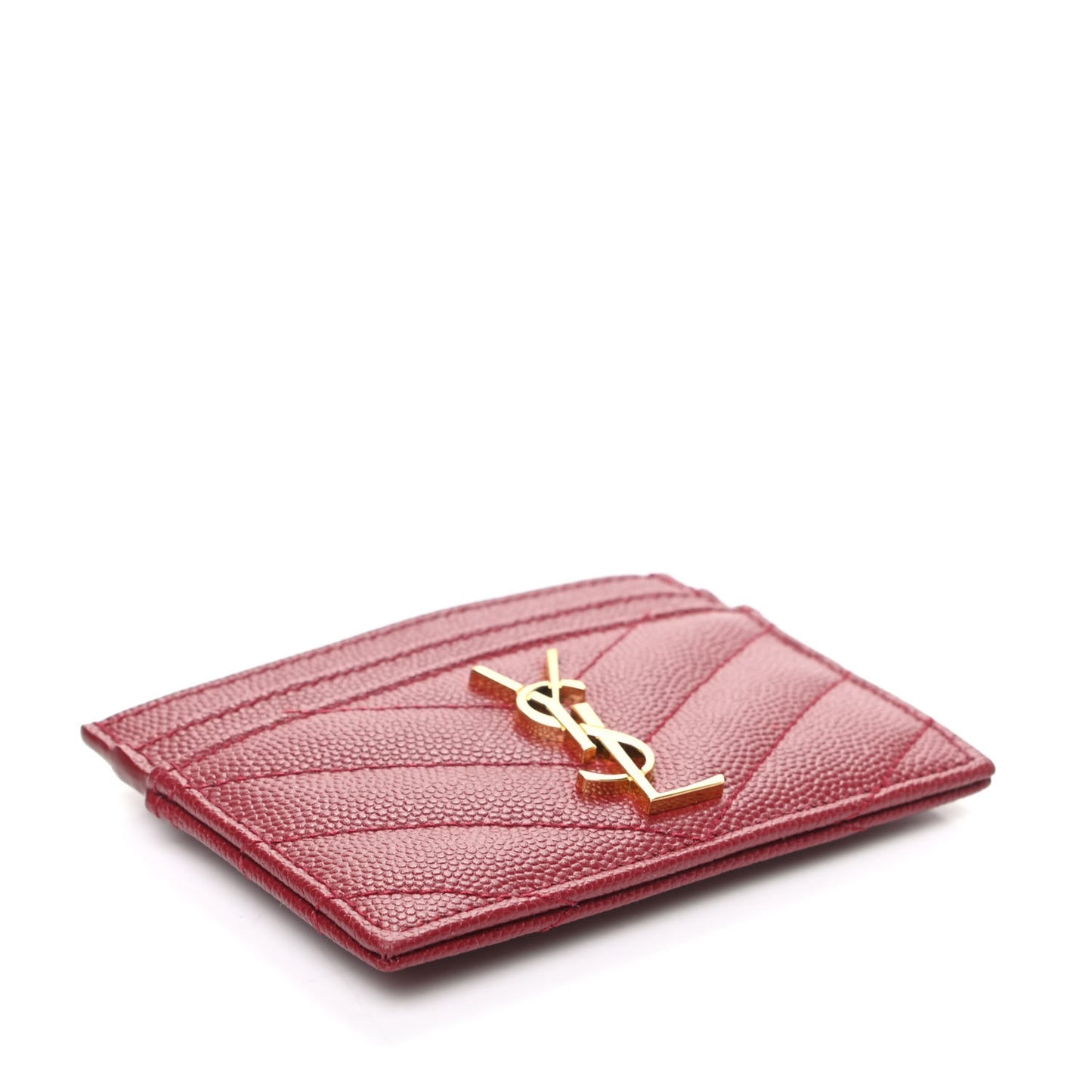 Grain De Poudre Matelasse Chevron Monogram Credit Card Case New Red