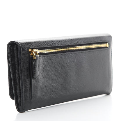 Prada Saffiano Metal Continental Flap Wallet Black 3 of 8
