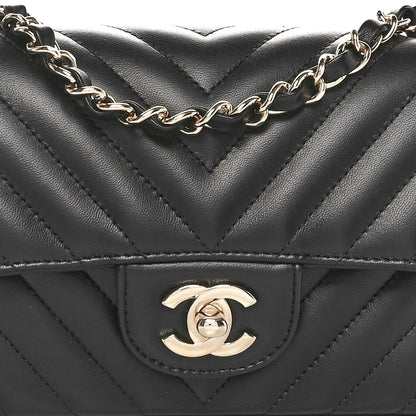 Chanel Lambskin Chevron Quilted Mini Rectangular Flap Black 7 of 10