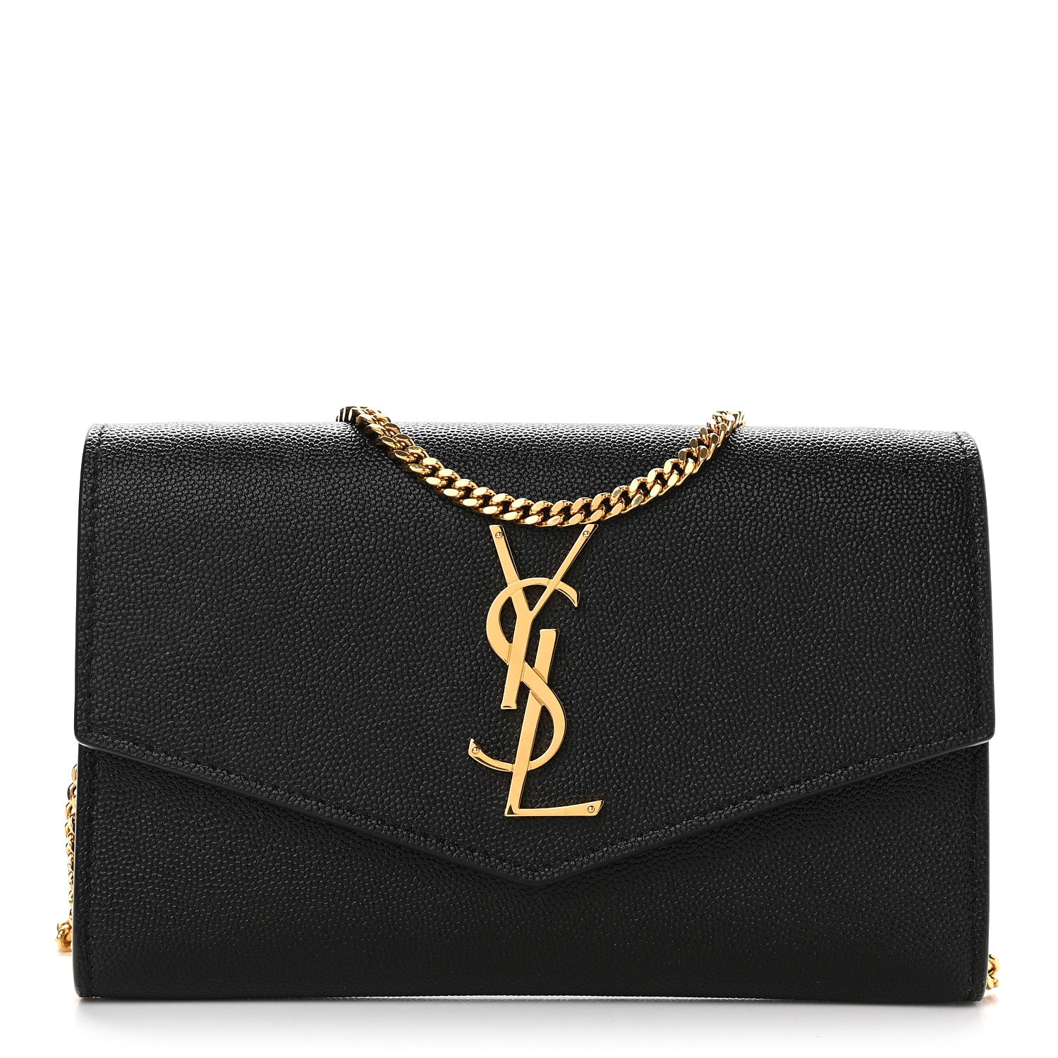 Saint Laurent Grain De Poudre Uptown Chain Wallet Black 1 of 8