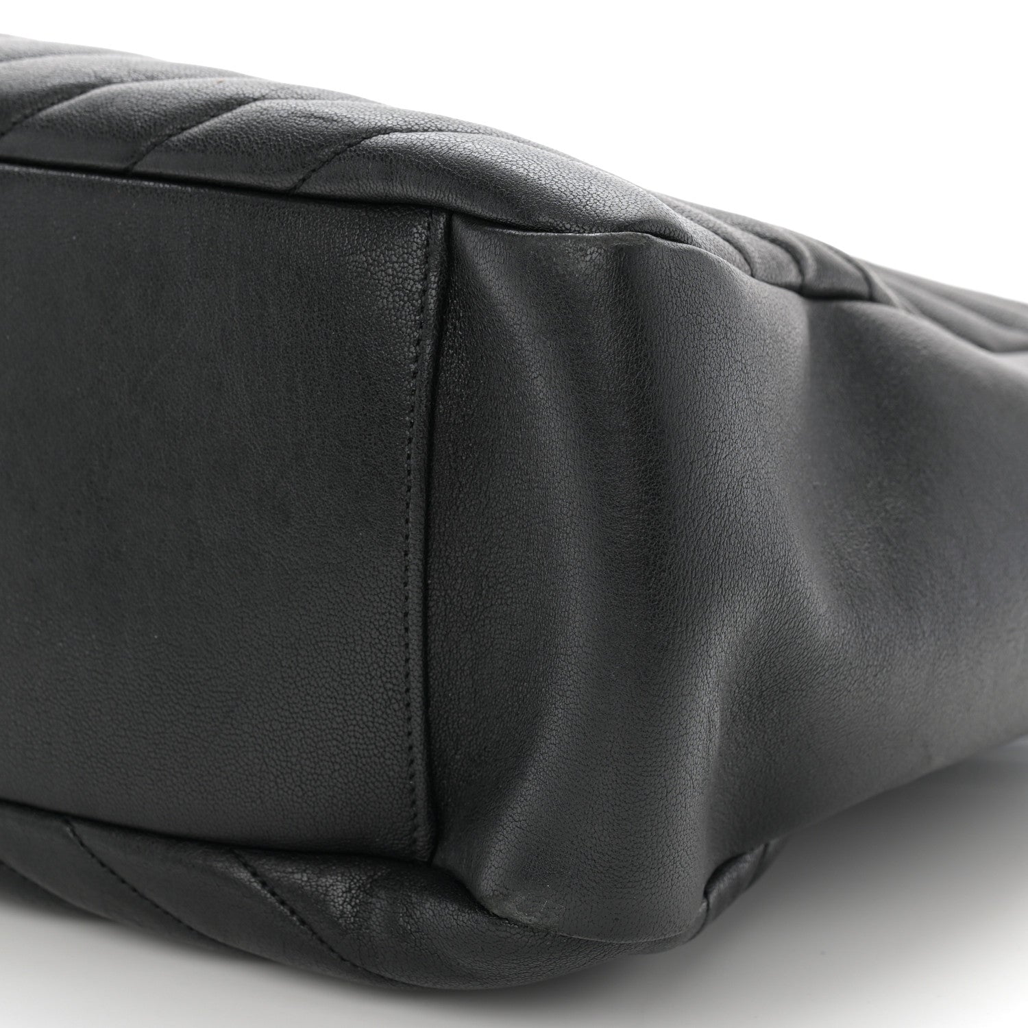 Saint Laurent Sheepskin Matelasse Chevron Large Monogram Shopping Bag Black 9 of 9