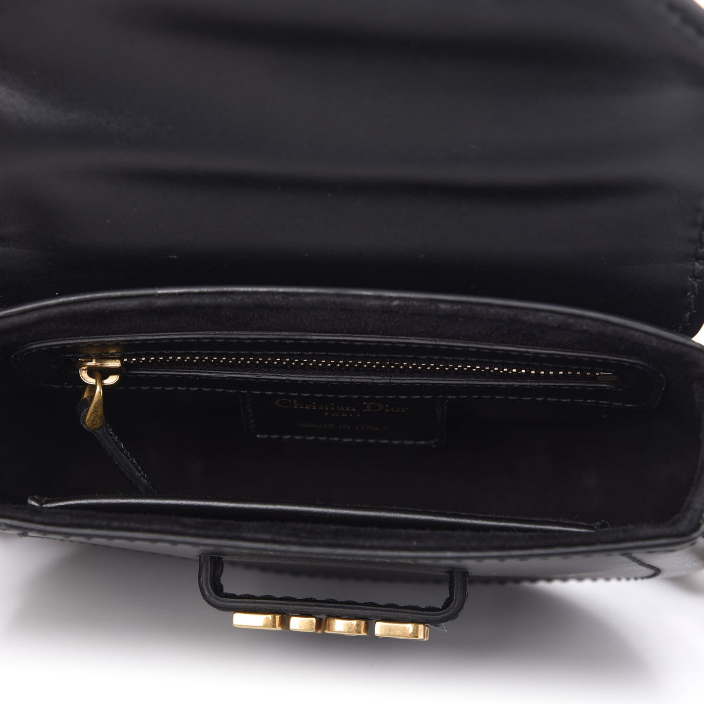 Calfskin Mini D Fence Saddle Bag Black