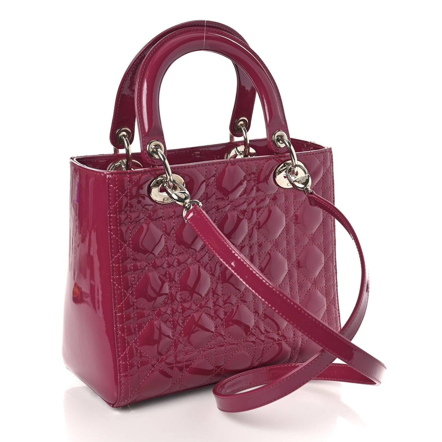 Patent Cannage Medium Lady Dior Dark Pink