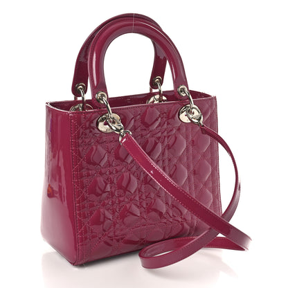 Christian Dior Patent Cannage Medium Lady Dior Dark Pink 3 of 9