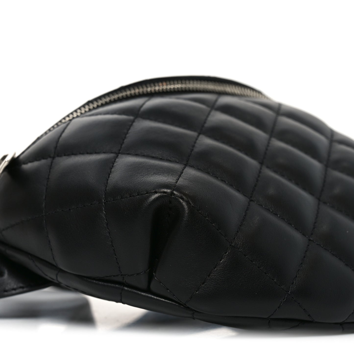 Calfskin Quilted Waist Belt Bag Black