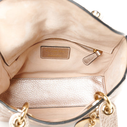 Christian Dior Metallic Grained Calfskin Cannage Small Supple Lady Dior Pale Gold 5 of 12