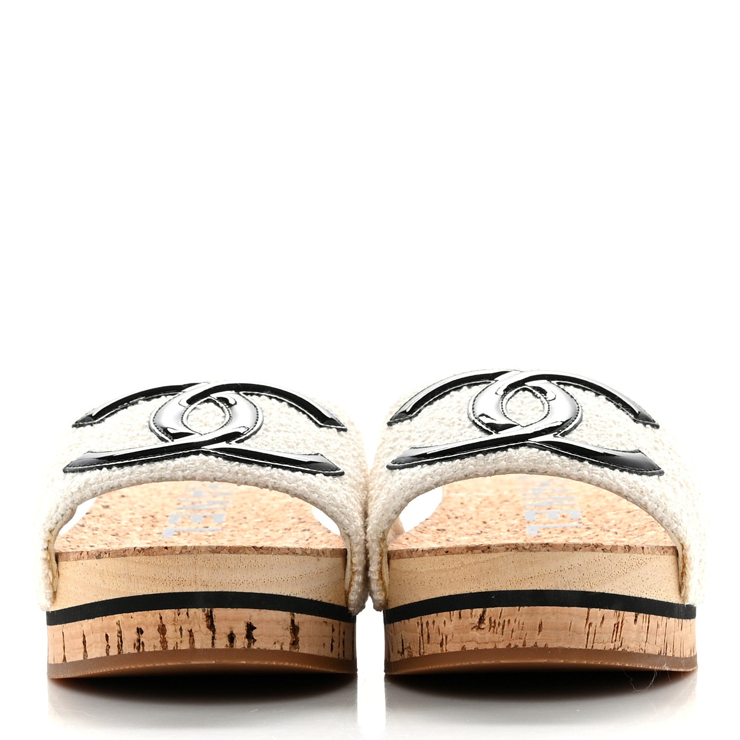 Chanel Tweed Patent Calfskin Logo Mules 35 2 of 9
