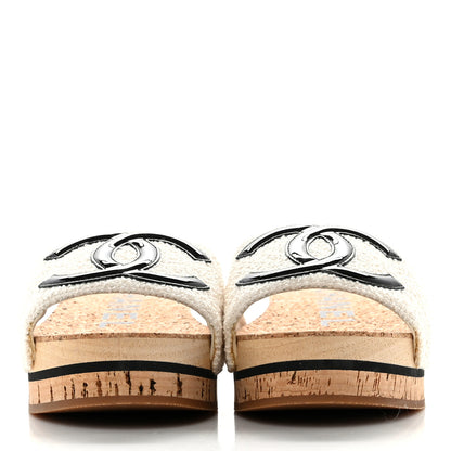 Chanel Tweed Patent Calfskin Logo Mules 35 2 of 9