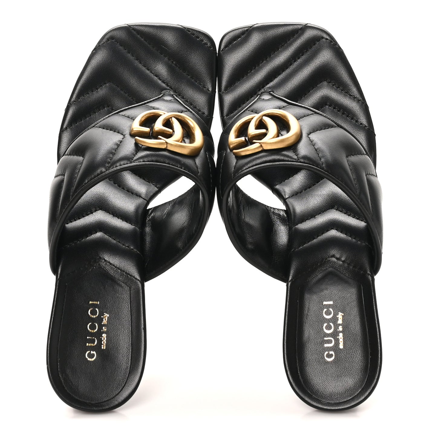 Nappa Charlotte Double G Marmont Thong Pumps 35 Black 35 Mystic White