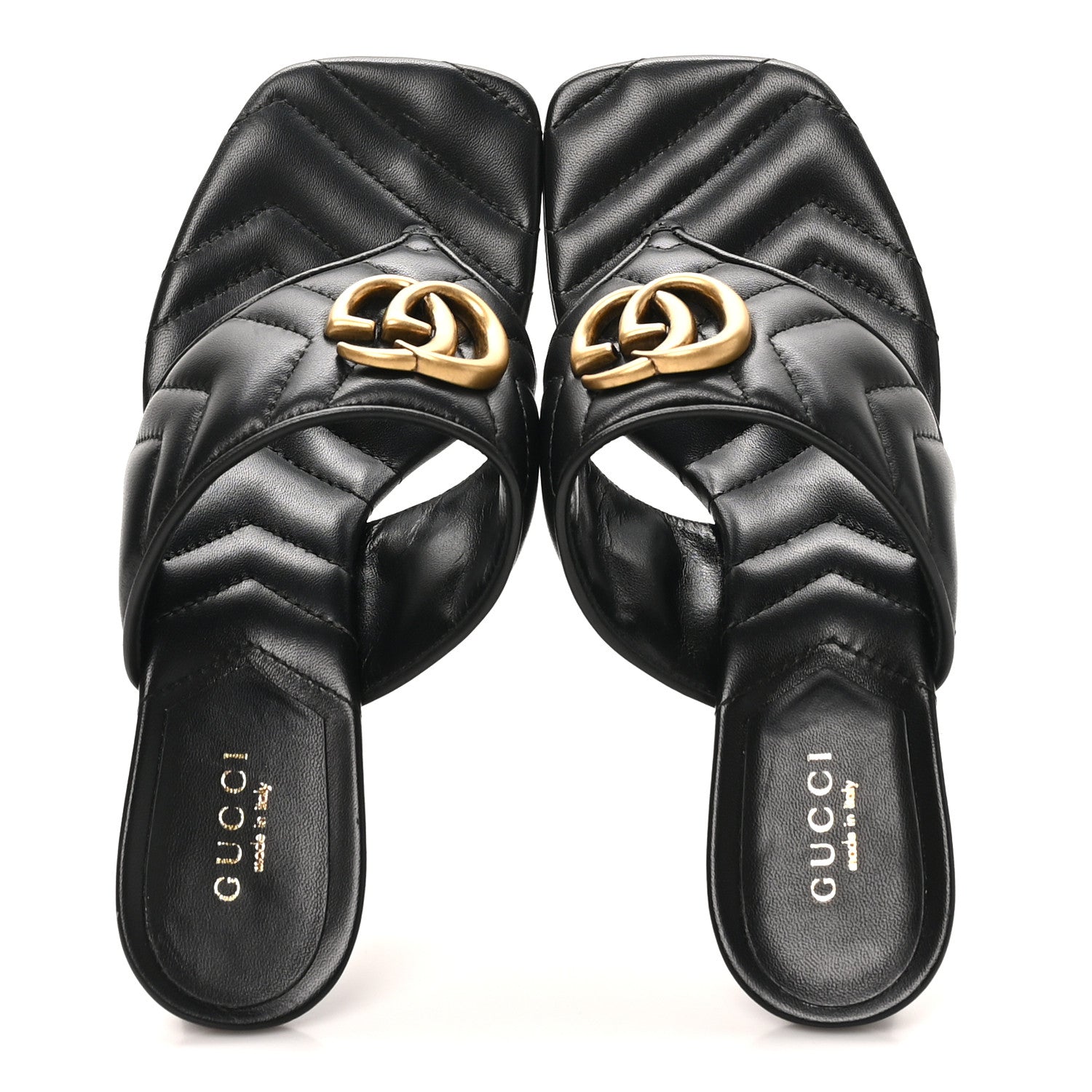 Gucci Nappa Charlotte Double G Marmont Thong Pumps 35 Black 35 Mystic White 2 of 10