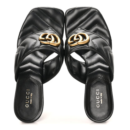 Gucci Nappa Charlotte Double G Marmont Thong Pumps 35 Black 35 Mystic White 2 of 10