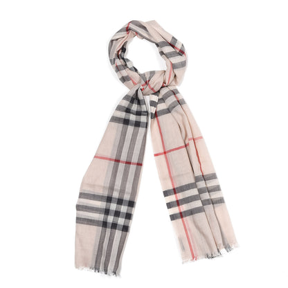 Burberry Wool Silk House Check Lightweight Scarf Stone 1 of 4