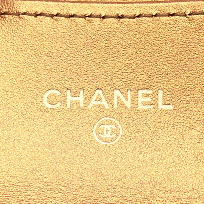 Chanel Metallic Lambskin Quilted Flap Card Holder Wallet Golden 6 of 9