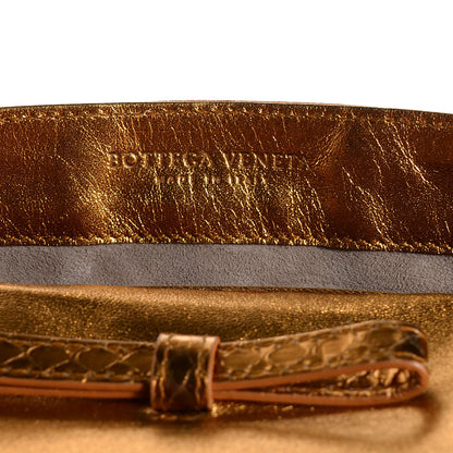 Bottega Veneta Ayers Snakeskin Metal Trim Clutch Gold 6 of 8