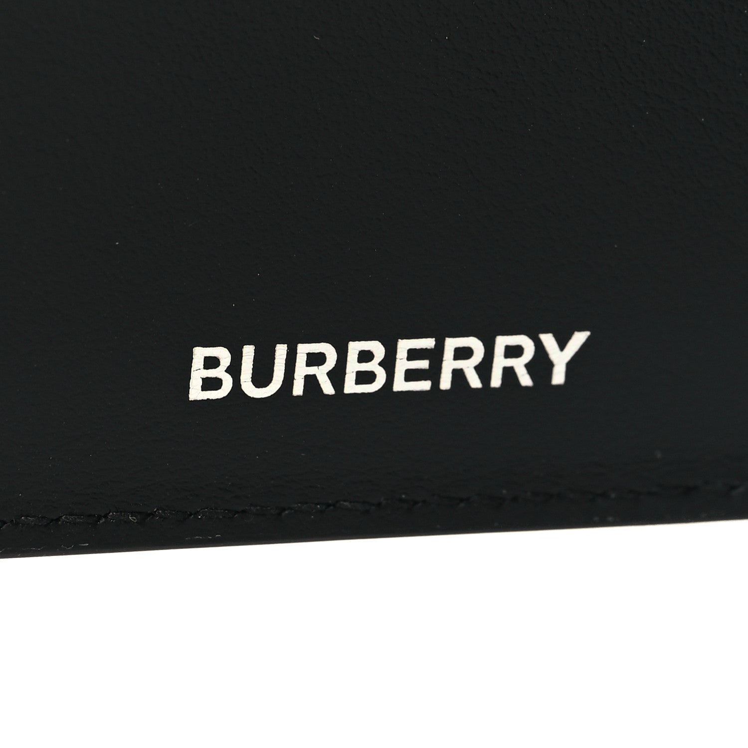 Burberry Calfskin Embossed TB Print Bi-Fold Wallet Black White 6 of 7