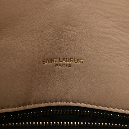 Saint Laurent Lambskin Quilted Medium Loulou Puffer Monogram Chain Satchel Dark Beige 6 of 11
