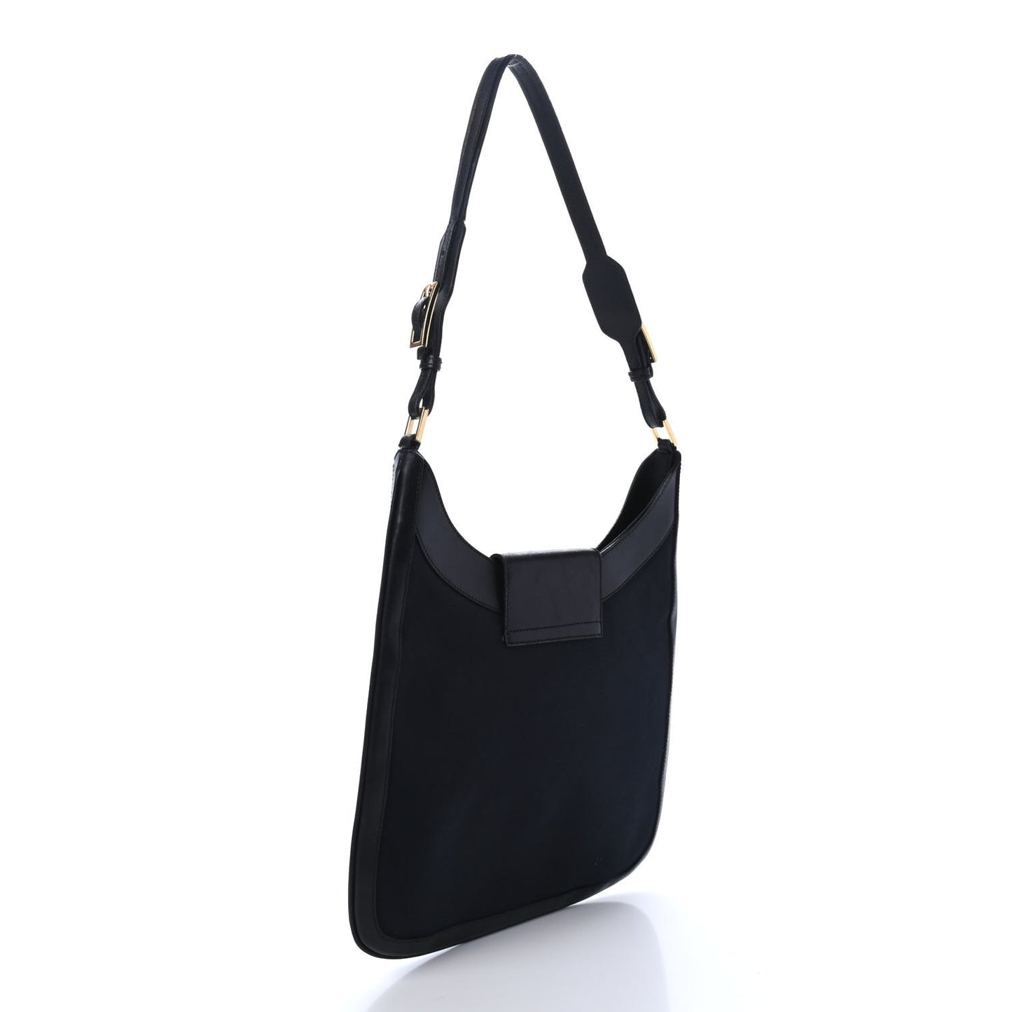 Canvas Calfskin Jackie O Hobo Black