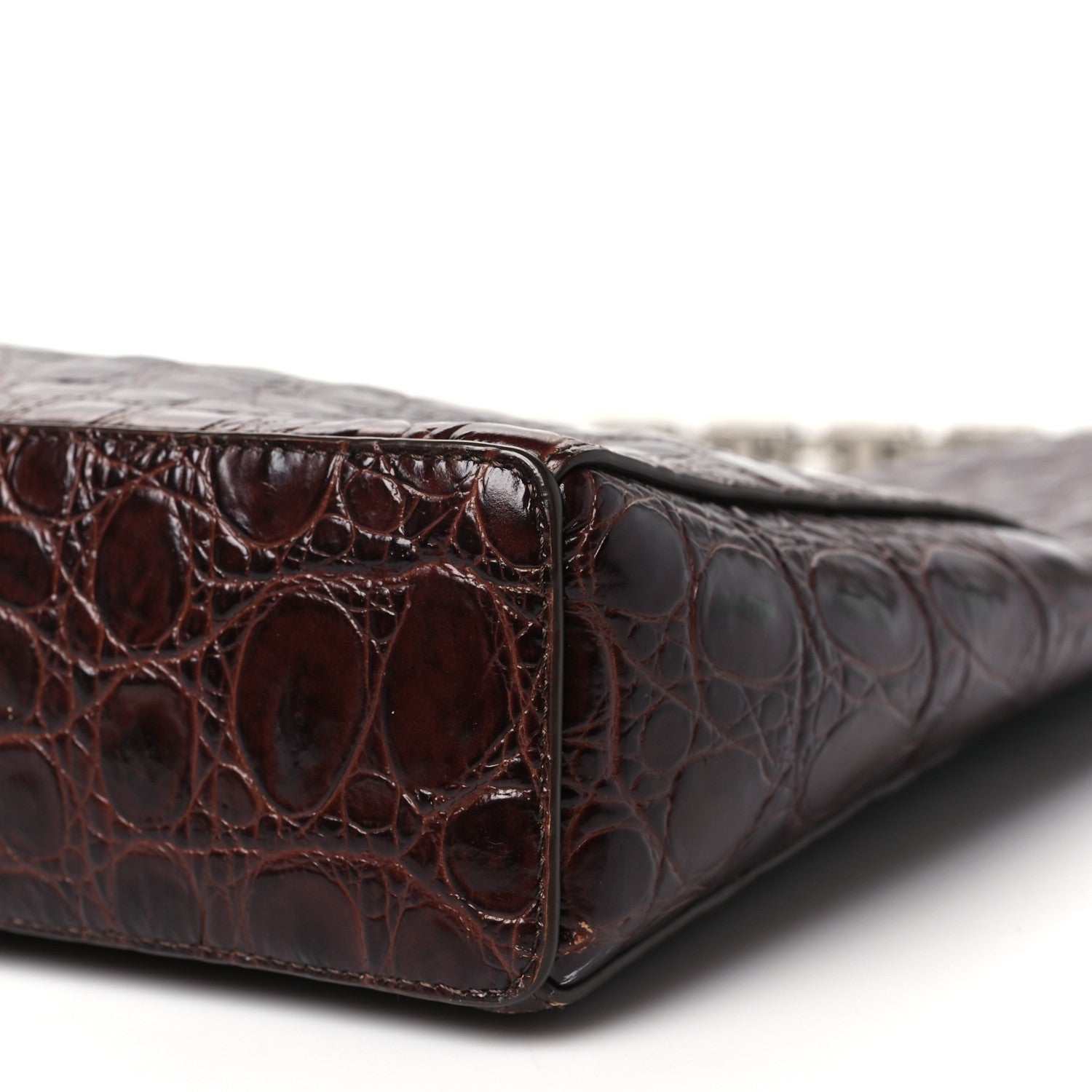 Givenchy Calfskin Crocodile Embossed Large Cut Out Shoulder Bag Brown 10 of 10