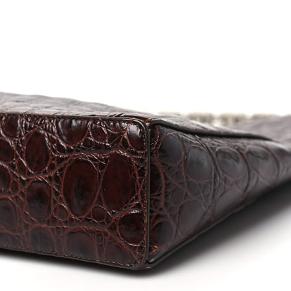 Givenchy Calfskin Crocodile Embossed Large Cut Out Shoulder Bag Brown 10 of 10