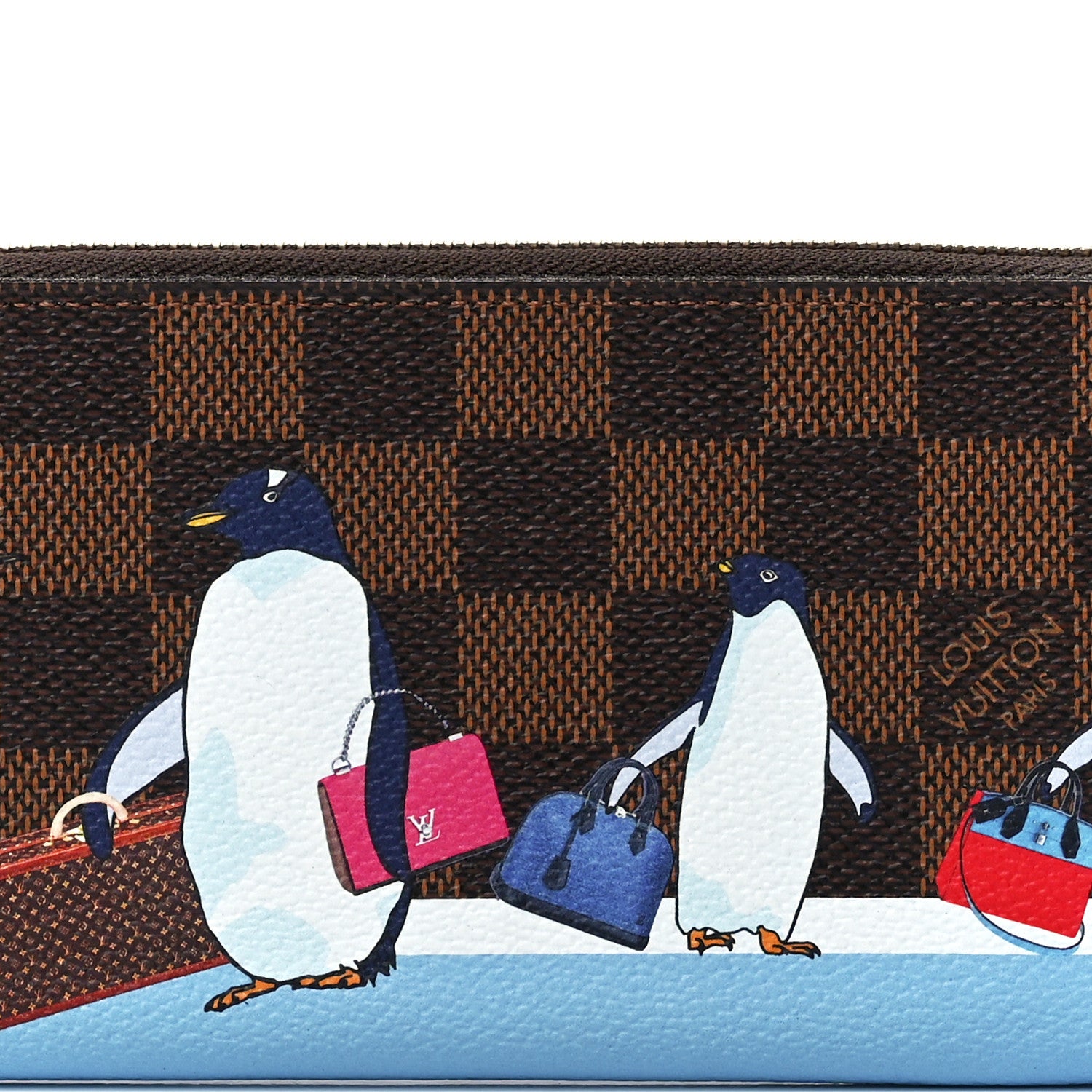 Louis Vuitton Damier Ebene 2017 Christmas Animation Clemence Wallet 8 of 11