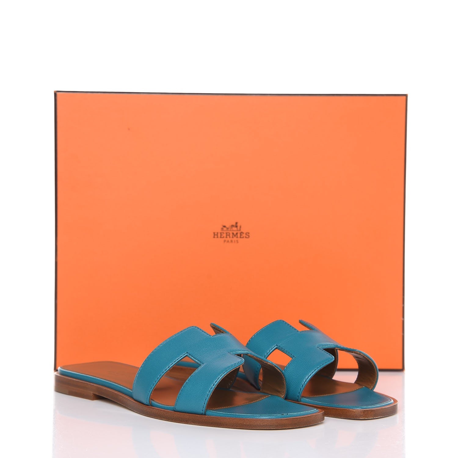 Hermes Nappa Calfskin Oran Sandals 35 Turquoise 8 of 8