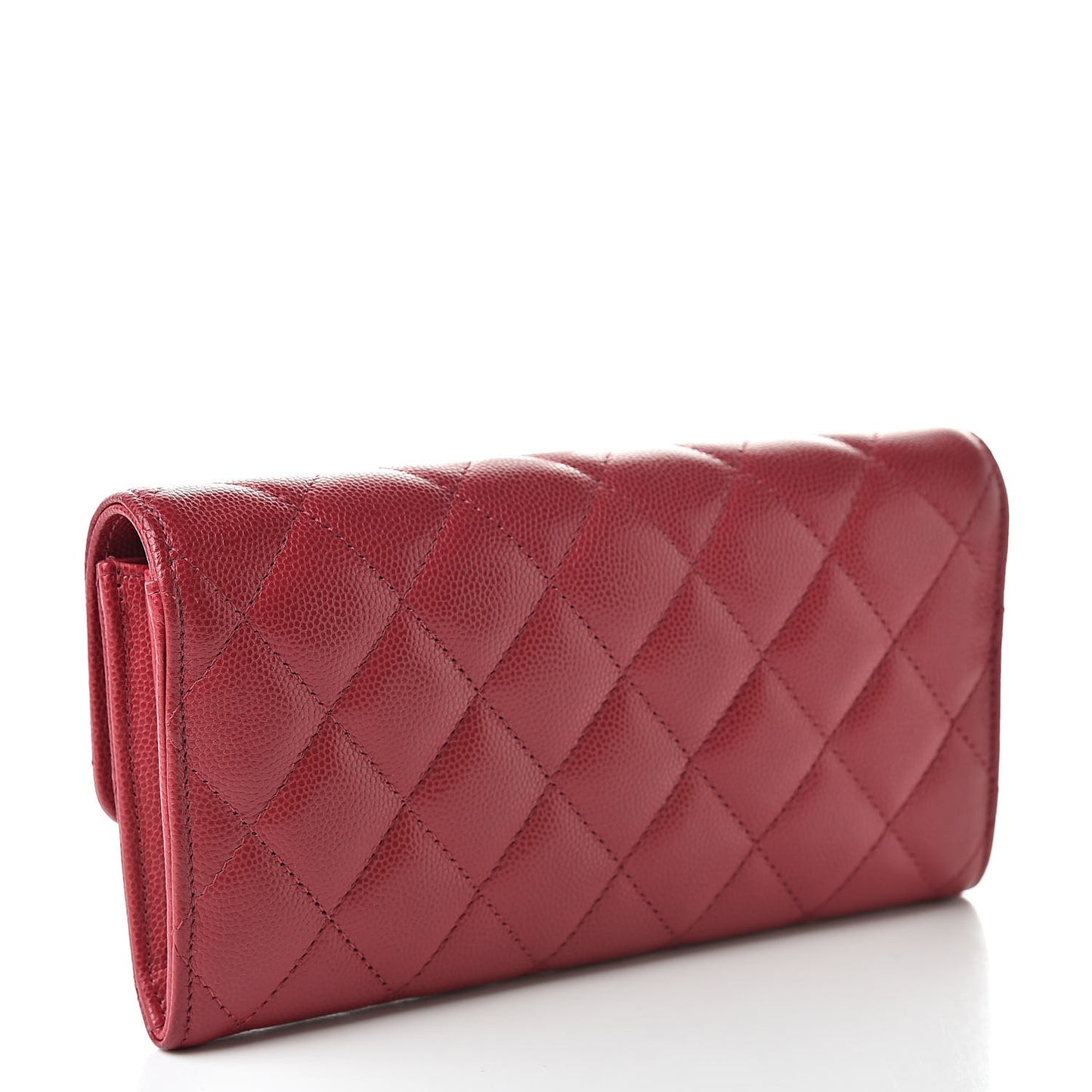 Caviar Quilted Large Gusset Flap Wallet Pink