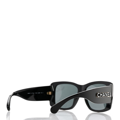 Chanel Acetate CC Logo Square Sunglasses 71472 Black 4 of 8