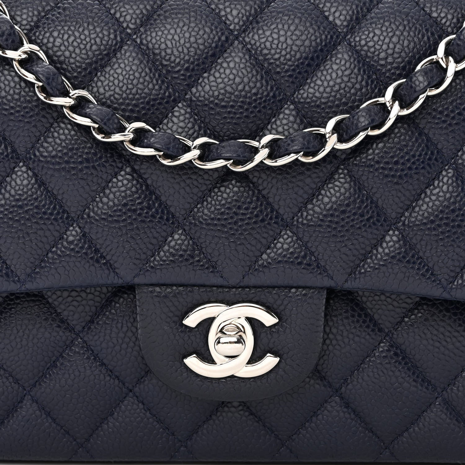 Chanel Caviar Quilted Medium Double Flap Navy 8 of 12