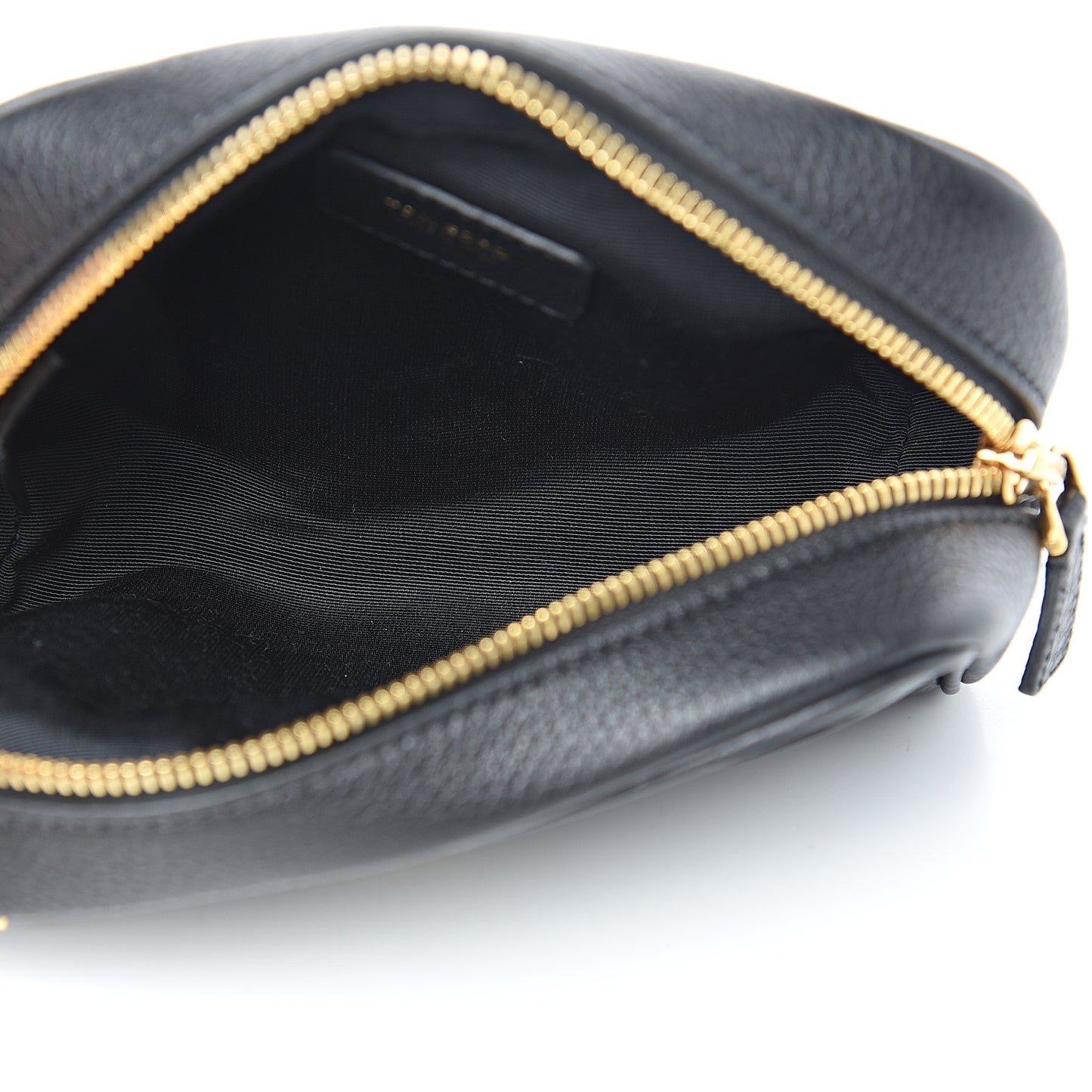 Grained Calfskin Large Cosmetic Pouch Black