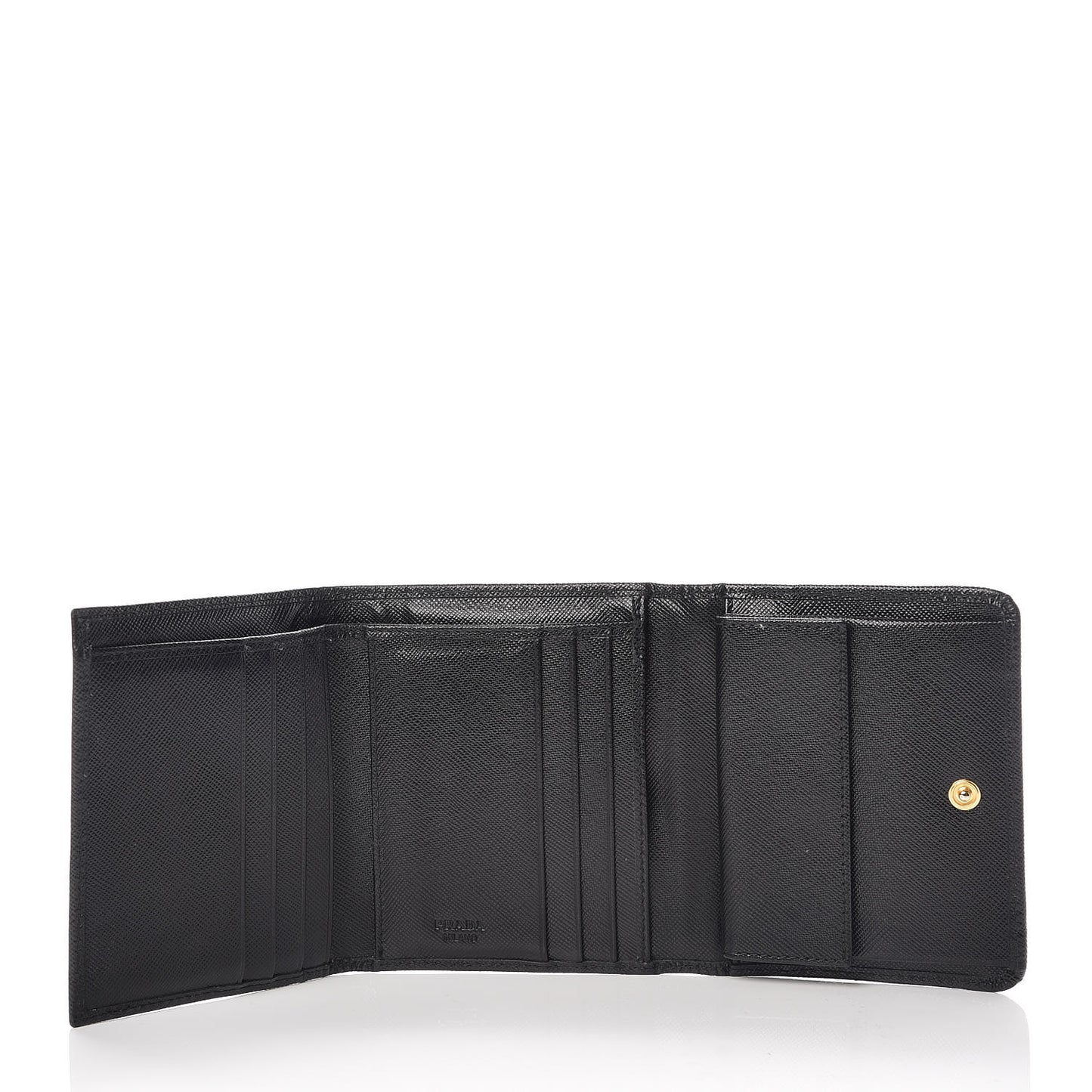 Saffiano Tri-Fold Compact Wallet Black