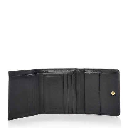 Prada Saffiano Tri-Fold Compact Wallet Black 7 of 10