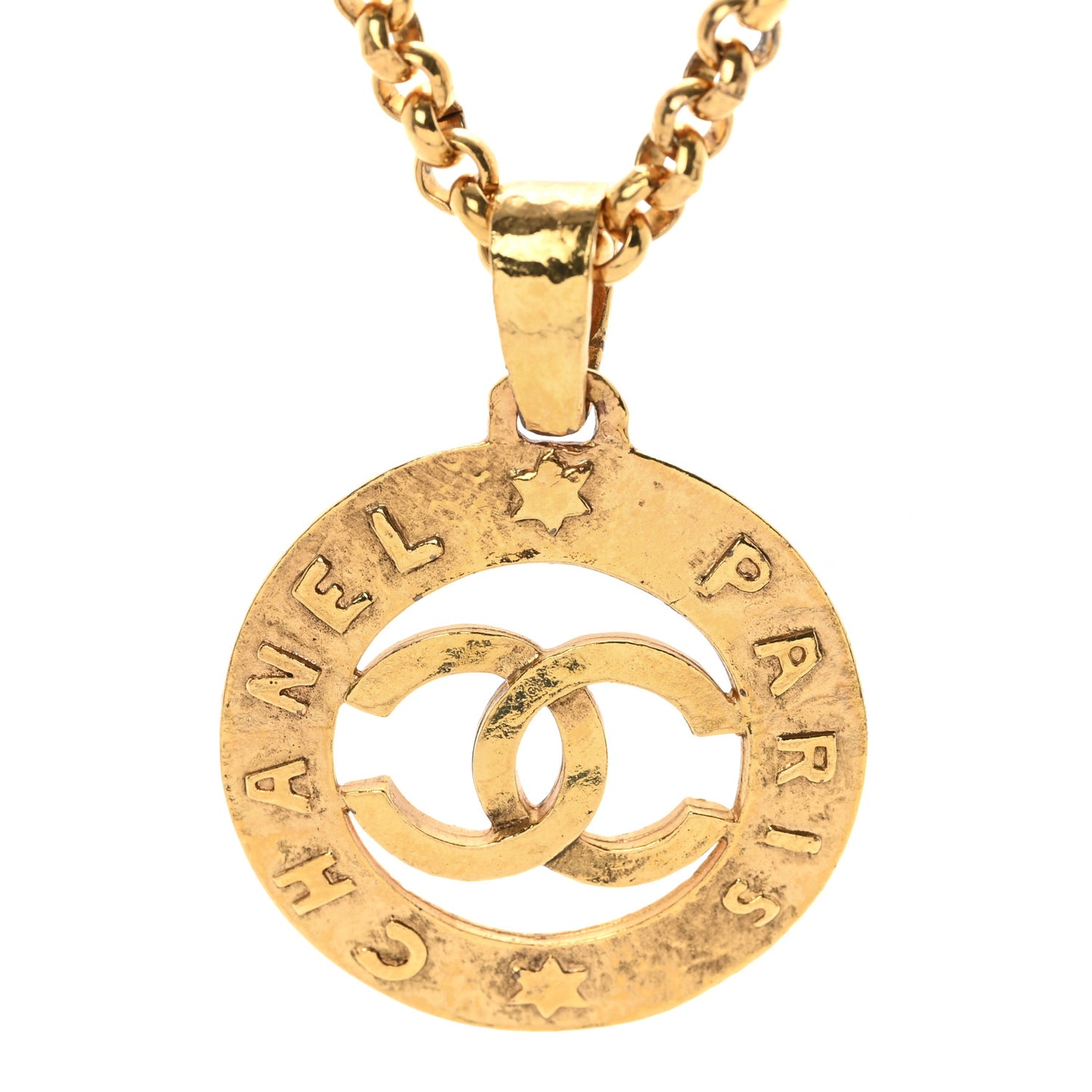 CC Chain Pendant Long Necklace Gold