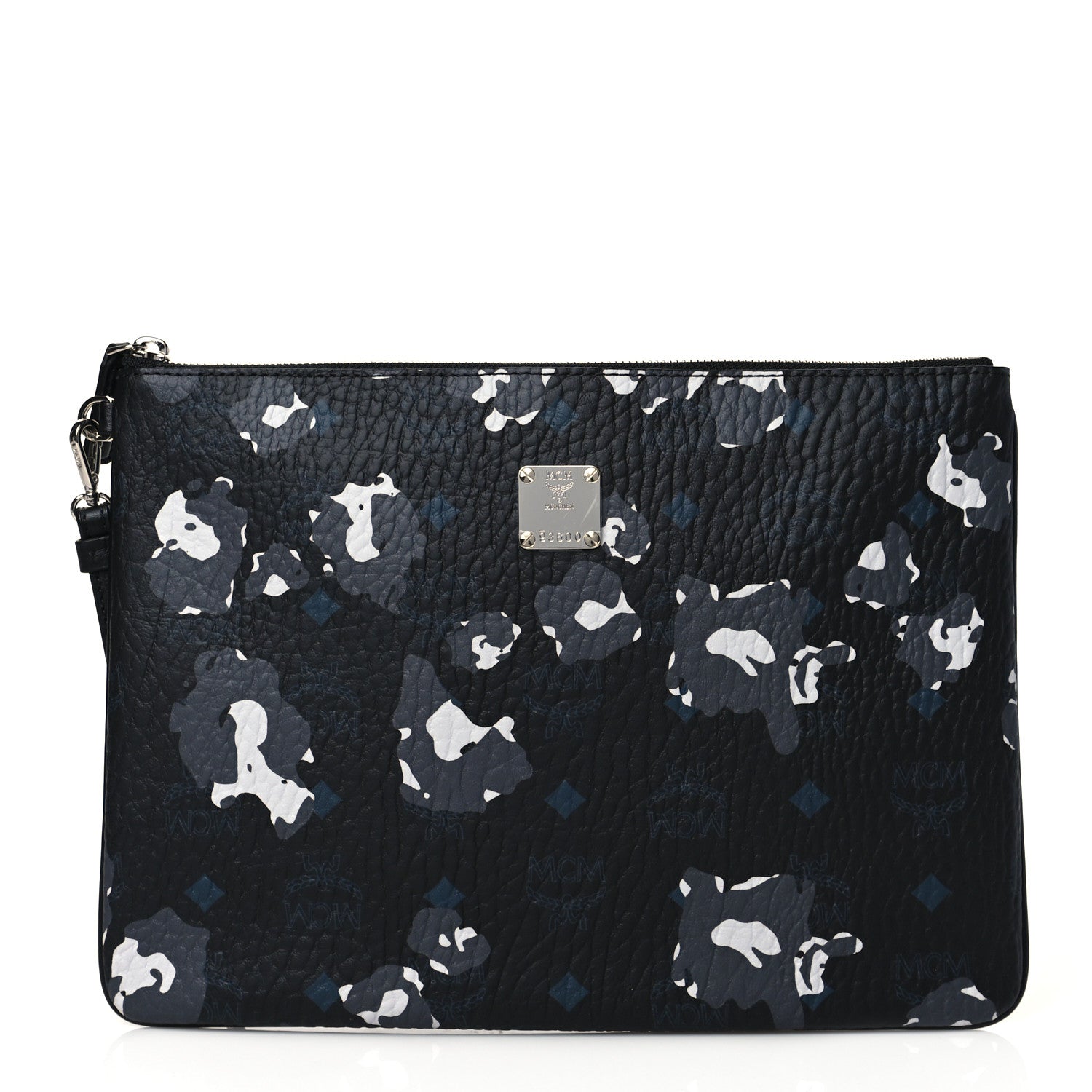 MCM Visetos Floral Leopard Wristlet Zip Pouch Black 1 of 10