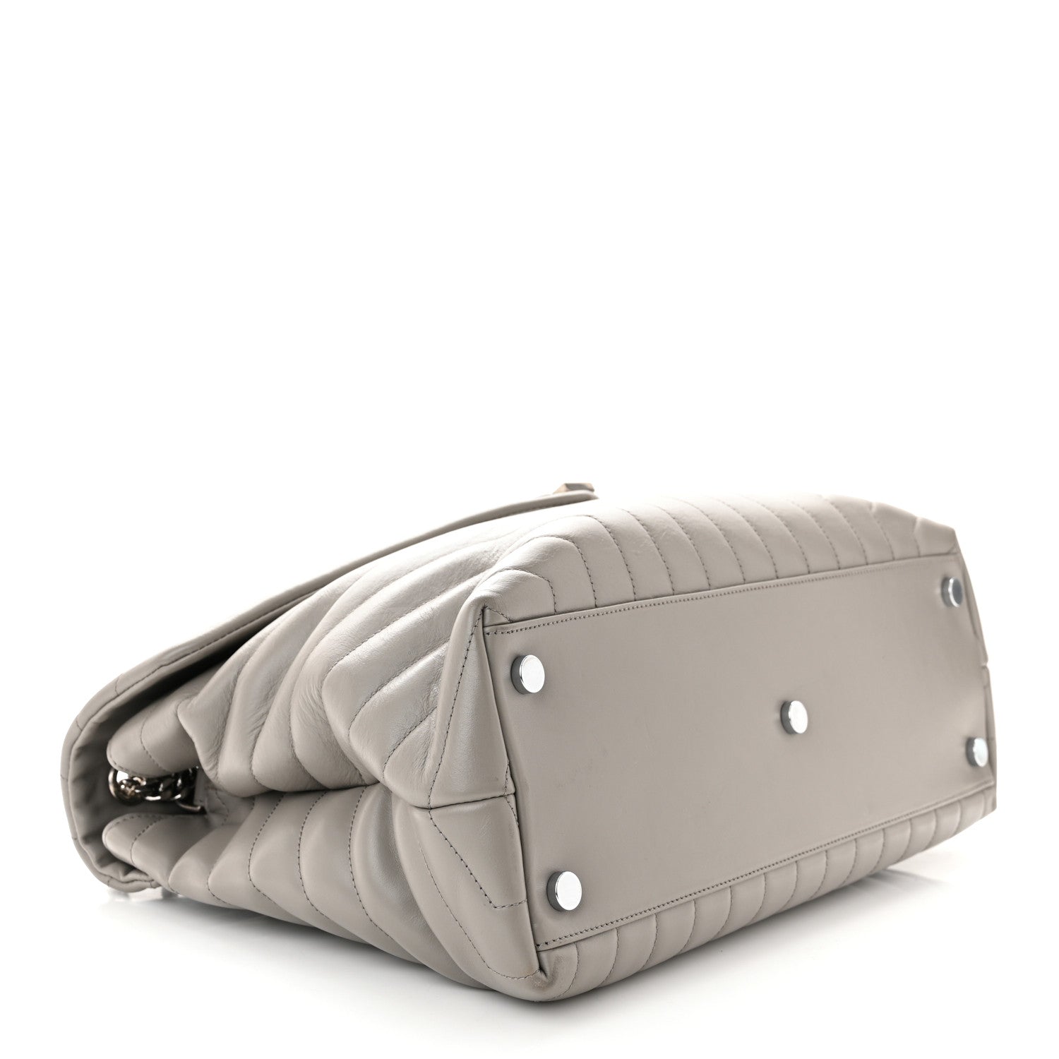 Saint Laurent Calfskin Y Quilted Monogram Large Loulou Chain Satchel Light Grey 4 of 14
