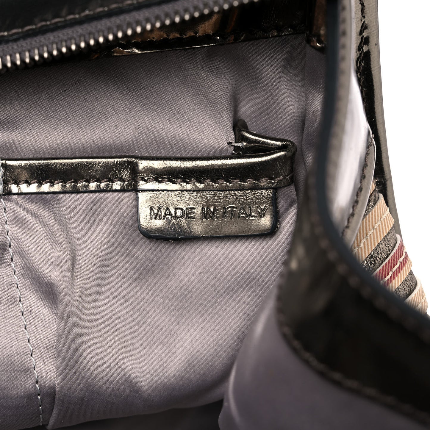 Metallic Patent House Check Sliced Large Manor Tote Pewter