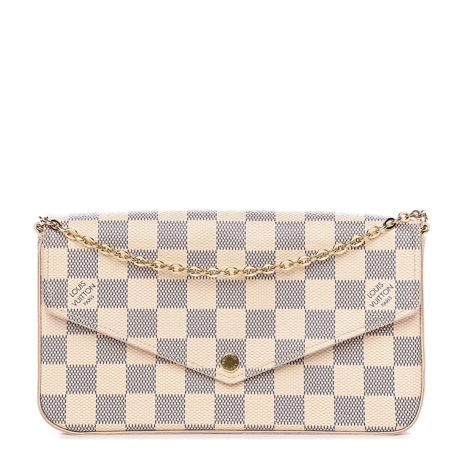 Louis Vuitton Damier Azur Pochette Felicie Chain Wallet Rose Ballerine 1 of 11
