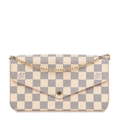 Louis Vuitton Damier Azur Pochette Felicie Chain Wallet Rose Ballerine 1 of 11