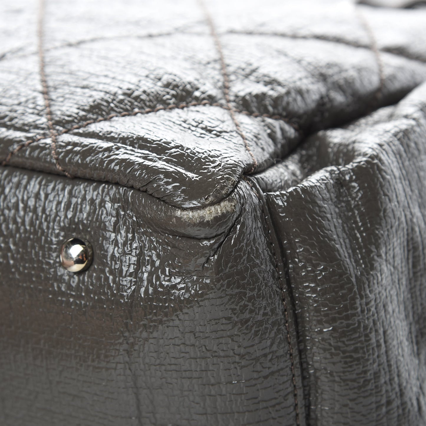 Coated Canvas Quilted Large Paris Biarritz Tote Grey