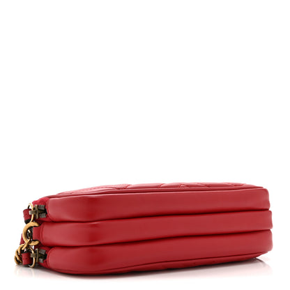 Gucci Calfskin Matelasse Mini GG Marmont Chain Crossbody Bag Hibiscus Red 4 of 12