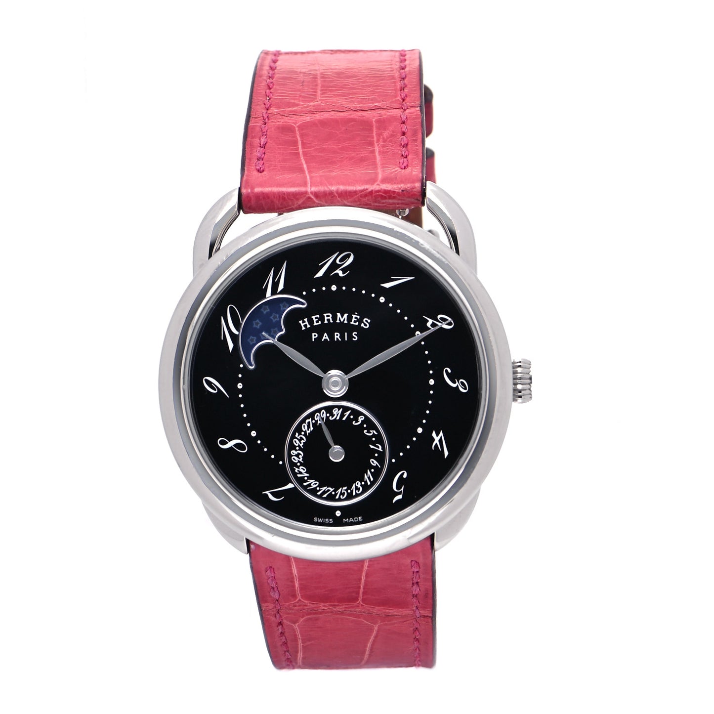 Stainless Steel Alligator Mother of Pearl 38mm Arceau Petite Lune Automatic Watch Braise
