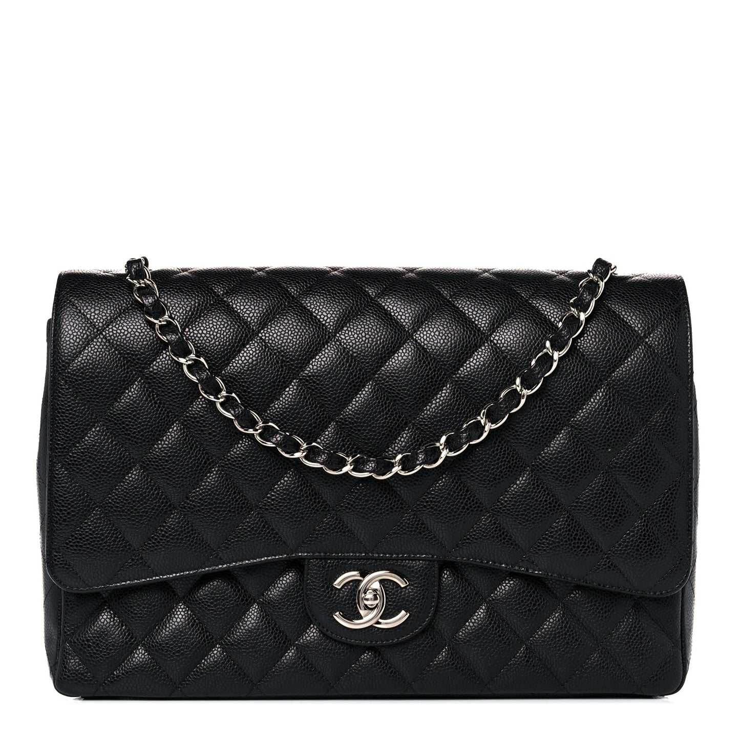 Caviar Quilted Maxi Double Flap Black