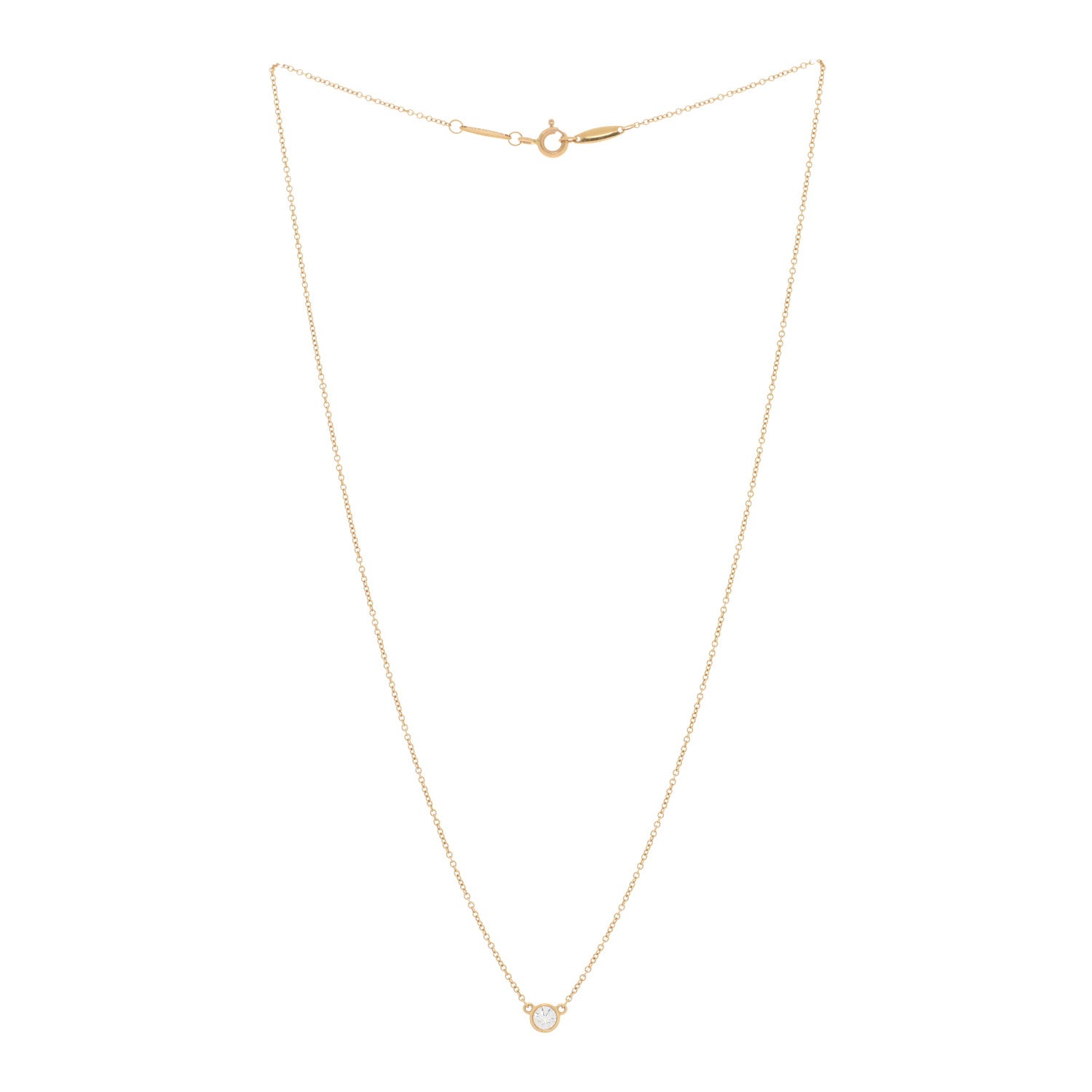 Tiffany 18K Yellow Gold Diamond .17ct Elsa Peretti Diamonds by the Yard Pendant Necklace 3 of 5