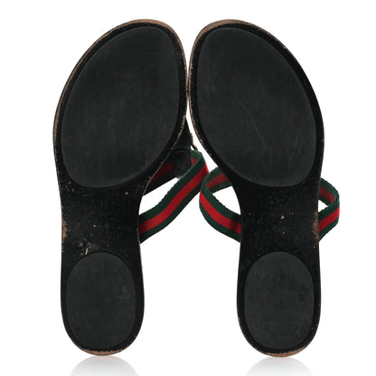 Gucci Nylon Guccissima Web Womens Thong Sandals 40.5 Green Red Black 7 of 13