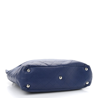 Chanel Grained Calfskin Stitched CC Pocket Tote Navy Blue 3 of 13