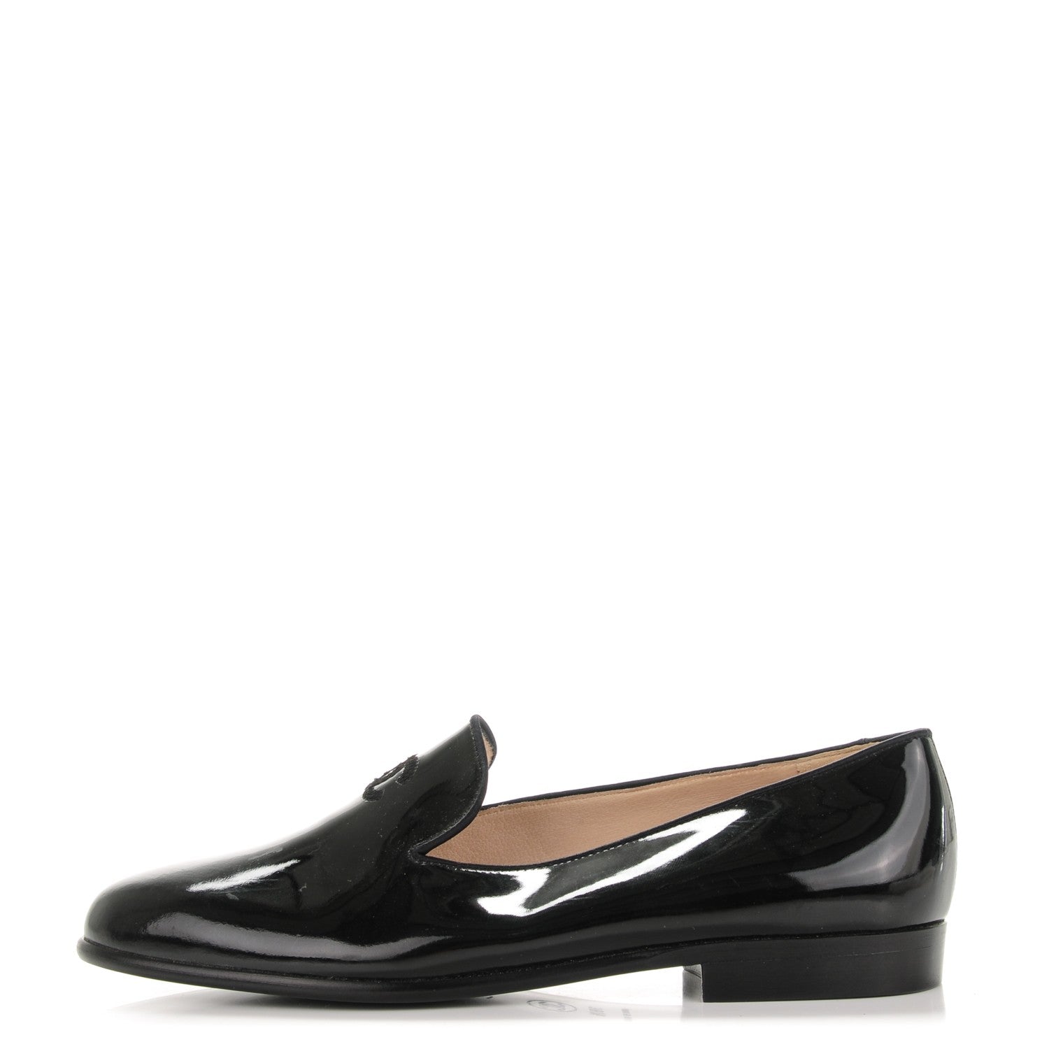 Chanel Patent CC Loafers 38.5 Black 1 of 9