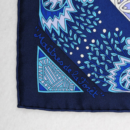 Hermes Silk Maitres de la Foret Scarf 90 Marine Lavande Turquoise 4 of 6