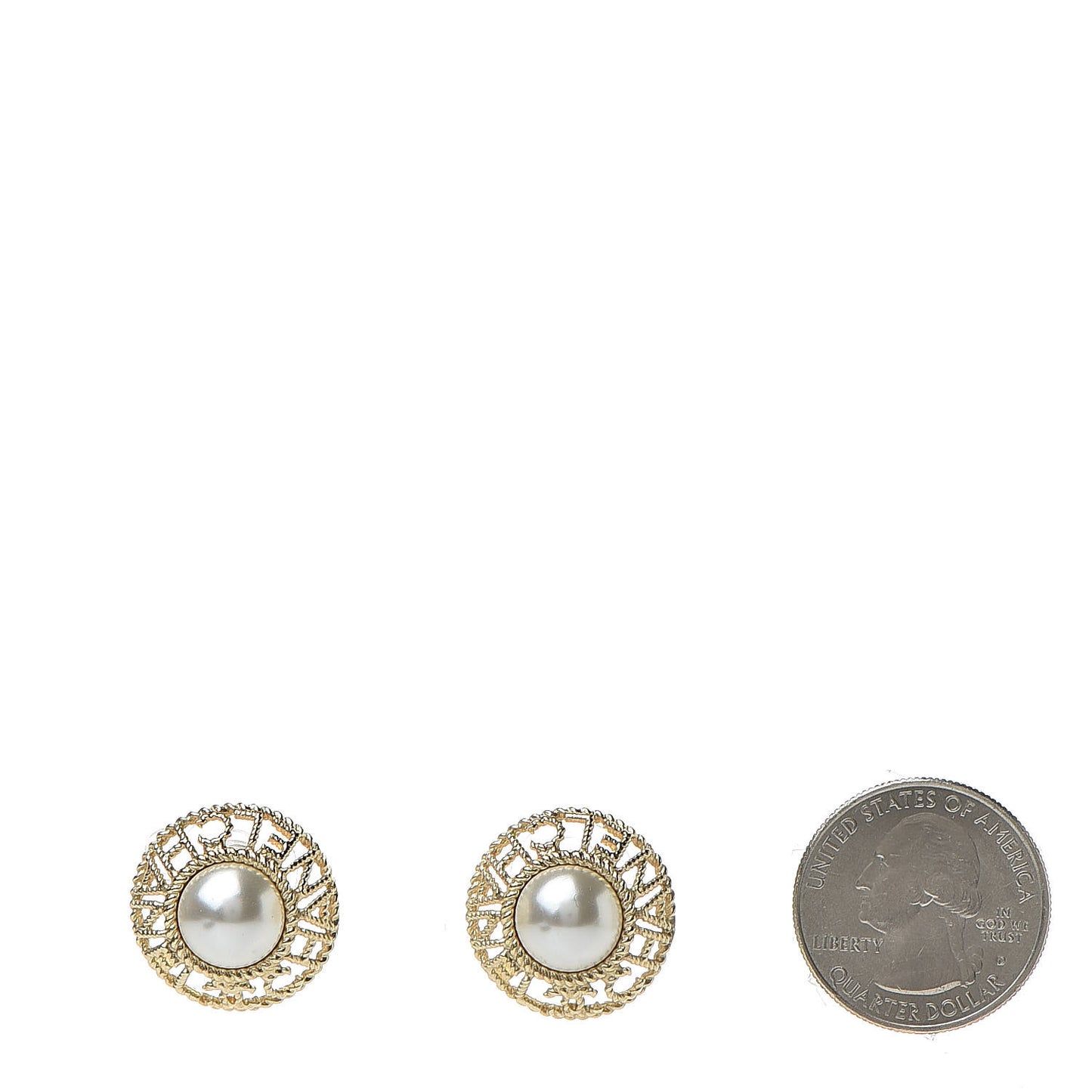 Pearl CC Round Rope Logo Earrings Gold